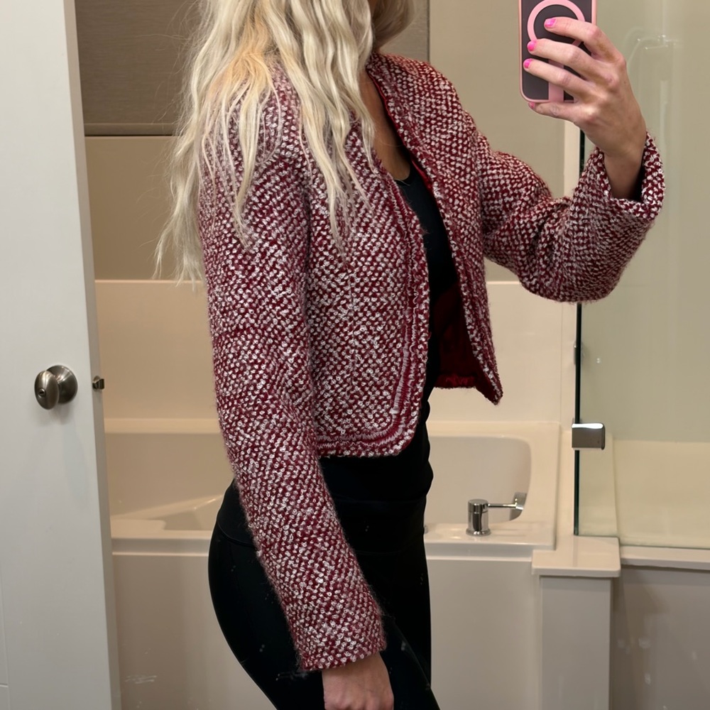 Rampage | Red Tweed Cropped Jacket •Y2K Bouclé   Blazer • Size S